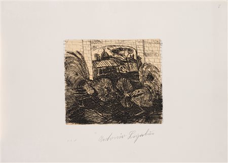 Antonio Ligabue (Zurigo 1899 - Gualtieri 1965)  - Lotta di galli, 1982