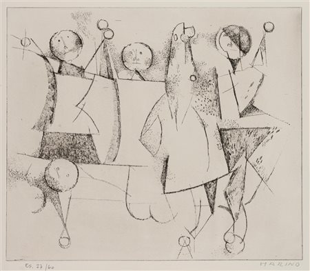 Marino Marini (Pistoia 1901 - Viareggio 1980)  - Gioco di arlecchini, 1970