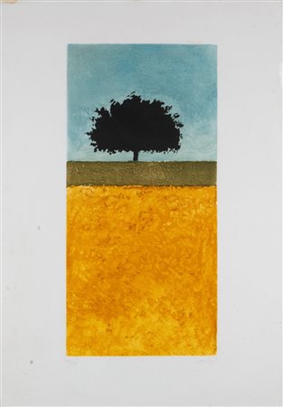 Carlo Mattioli (Modena 1911 - Parma 1994)  - Paesaggio con albero,  