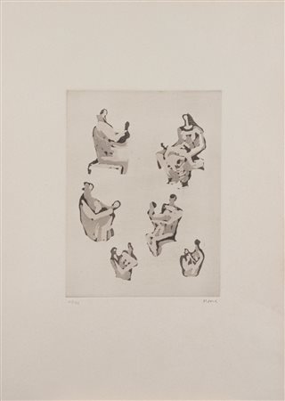 Henry Moore (Castleford 1898 - Perry Green 1986)  - Six mother and child studies, 1979