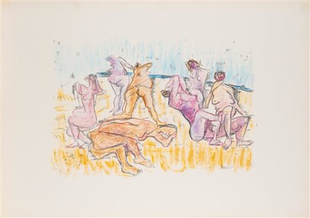 Fausto Pirandello (Roma 1899 - 1975)  - Bagnanti,  