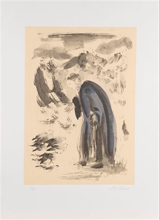 Aligi Sassu (Milano 1912 - Pollença 2000)  - La predica agli uccelli,  