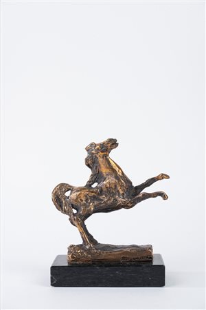 Aligi Sassu (Milano 1912 - Pollença 2000)  - Cavallino rampante,  