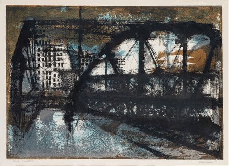 Renzo Vespignani (Roma 1924 - 2001)  - Periferia, 1966