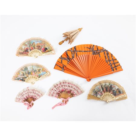 HERMES E PRODUZIONE ITALIANA, 6 piccoli ventagli e ombrellino