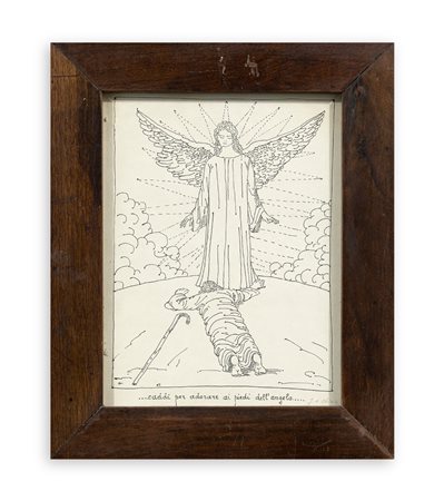 GIORGIO DE CHIRICO (1888-1978) - Caddi per adorare ai piedi dell'angelo (Apocalisse), 1941