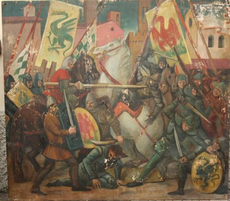 POLLONI SILVIO - Firenze, 1888-1972 (attribuibile). Pannello dipinto olio su...