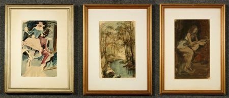 STROPPA LEONARDO - Torino, 1900-1991. Tre acquarelli su carta raff....