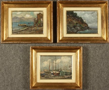 ETRUSCHI ARISTIDE - Nato a Roma nel 1904. Tre dipinti olio su tavola raff....