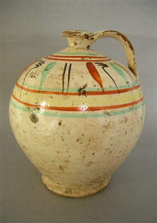 Orciolo in maiolica. Italia meridionale. XVIII secolo. Mis. Alt. cm. 24 ca.