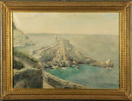 Dipinto olio su tela raff. ''LERICI''. Firmato ZANE e datato 1946 in basso a...