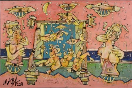 DELEGO MARTINO - Nato a Genova nel 1956. Vive e lavora a Milano. Acrilico su...