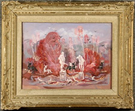 Dipinto olio su compensato intitolato ''IL COLLOQUIO''. Firmato CRIPPA LUIGI...