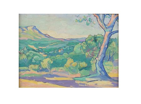 PITTORE POST-IMPRESSIONISTA Francia, XX Sec. "Scorcio di paesaggio", olio su...