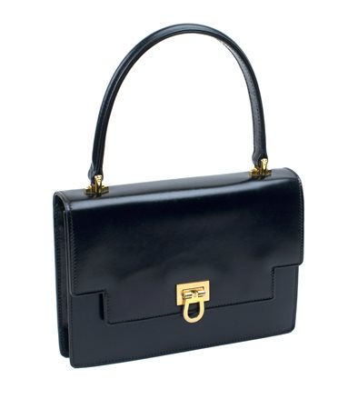BORSA VINTAGE GUCCI IN PELLE DI VITELLO NERO 28,5x22 cm.