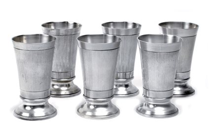 SEI BICCHIERI IN ARGENTO Italia, metà XX Sec. forma cilindrica su base...