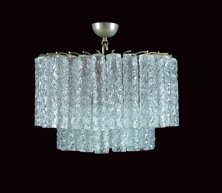 PRODUZIONE VENINI Murano, anni 60 lampadario a otto luci composto da 56 canne...