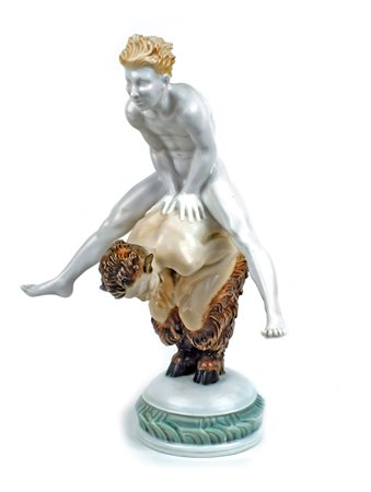 GRUPPO IN PORCELLANA POLICROMA SELB Germania, metà XX Sec. raffigurante un...