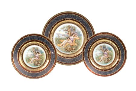 SET DA DOLCE IN PORCELLANA GINORI inizio XX Sec. dipinto in policromia e...