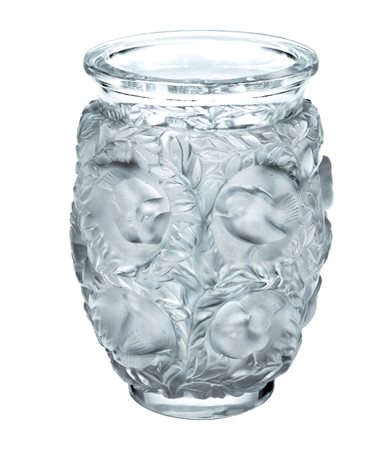 LALIQUE, VASO "BAGATELLE" IN CRISTALLO Francia, XX Sec. decorato in rilievo a...