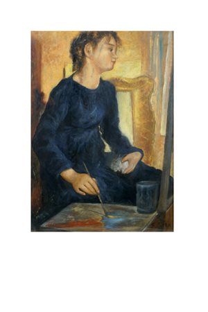 SCUOLA ITALIANA XX Sec. "Ritratto di giovane pittrice", olio su tela, entro...