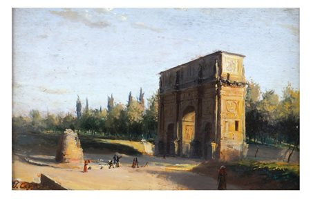 CAVALIERE IPPOLITO CAFFI Belluno 1809 - Lissa 1866 "Veduta dell' Arco di...