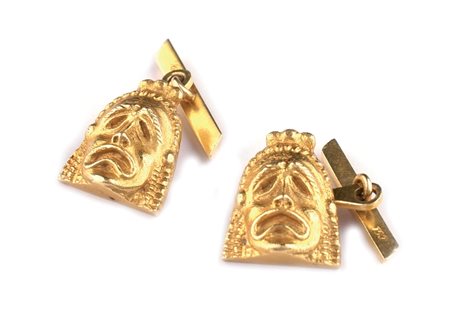 GEMELLI IN ORO GIALLO 18KT anni 50/60 scolpiti ed incisi a raffigurare due...