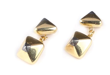 GEMELLI IN ORO GIALLO 18KT ED EMATITE firmati Faraone, Milano peso 13,6 gr.