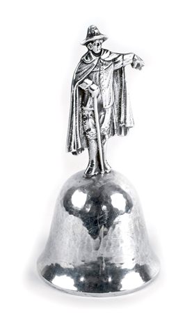 CAMPANELLO IN ARGENTO Usa, inizio XX Sec. presa a raffigurare una figura...