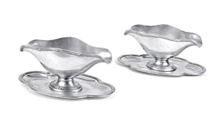 COPPIA DI SALSIERE IN ARGENTO Germania, fine XIX inizio XX Sec. orafo...