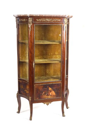 VETRINA IN MOGANO VERNIS MARTIN Francia, XIX Sec. fronte e laterali a vetri...