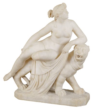 SCULTURA IN MARMO BIANCO STATUARIO Italia, XIX Sec. raffigurante una figura...