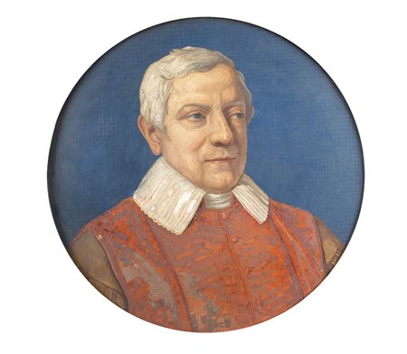 PLACCA CIRCOLARE IN MOSAICO Roma, XIX Sec. raffigurante "Gentiluomo" montata...