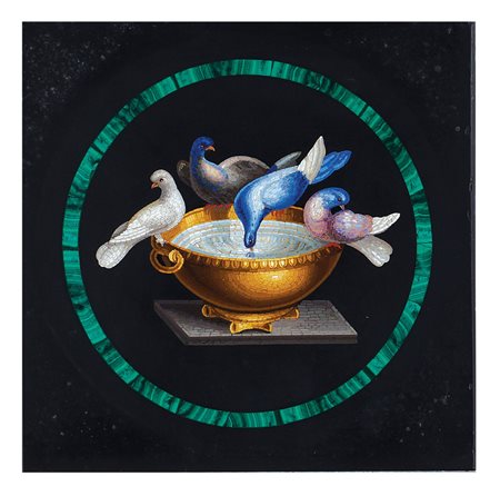 PLACCA IN MICROMOSAICO Roma, XIX Sec. raffigurante "Le colombe di Plinio"...