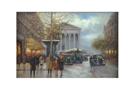 PITTORE FRANCESE XX Sec. "Scorcio di Parigi", olio su tela, reca firma Cortes...