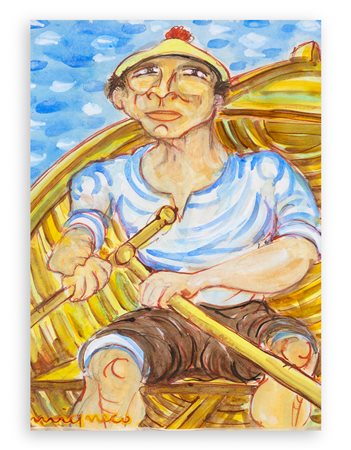 GIUSEPPE MIGNECO (1908-1997) - Senza Titolo (Pescatore), 1986