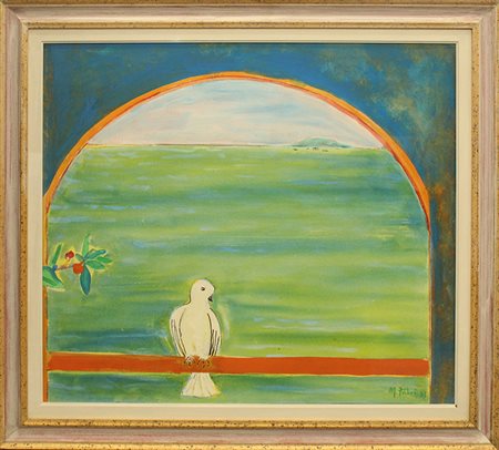 ALFREDO FABBRI, "Paesaggio con colomba", 1995