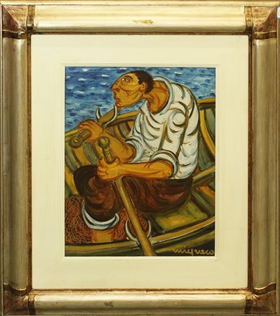 GIUSEPPE MIGNECO, "Barcaiolo", 1980 circa