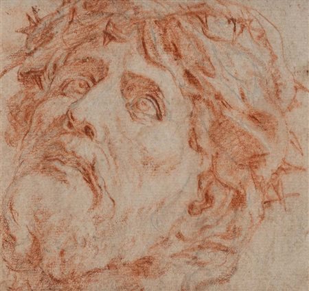 Scuola Emiliana del XVII secolo () Studio di testa di Cristo Pietra rossa su...