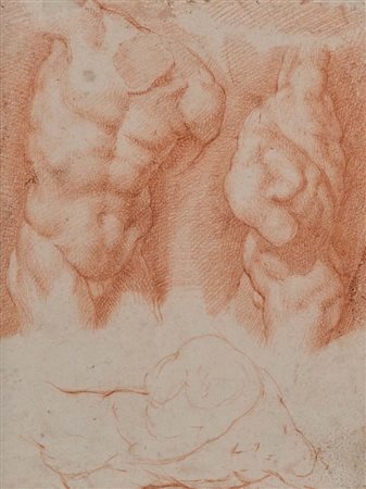 Scuola Emiliana del XVII secolo () Studi dall'antico Pietra rossa su carta mm...