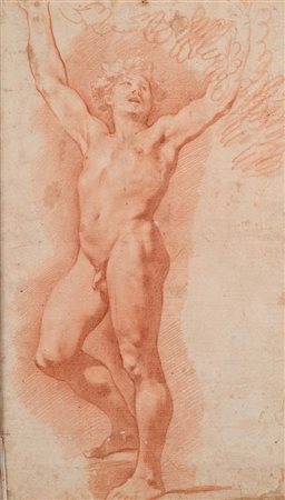 Scuola francese del XVIII secolo () Studio di Bacco Pietra rossa su carta mm...