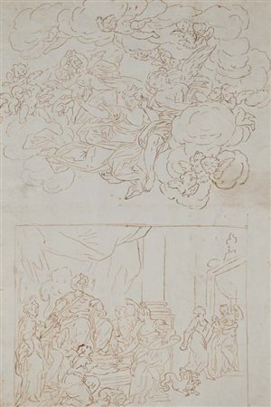 Scuola Veneta del XVII secolo () Scena biblica con corteo di angeli...