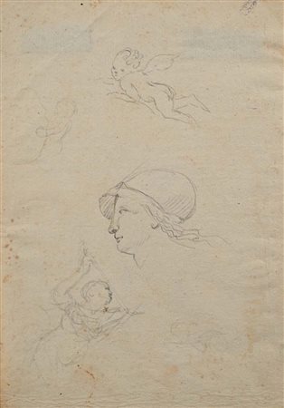 Scuola neoclassica italiana () Recto: Studio di testa di Minerva, putto e...