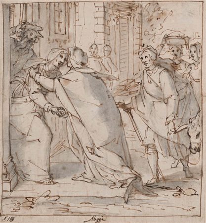 Giovanni Battista Paggi (Genova 1554 - Genova 1627) Studio per Visitazione...