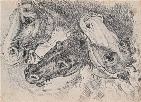 Francesco Sabatelli (Firenze 1803 - Milano 1830) Studi di teste di cavalli...