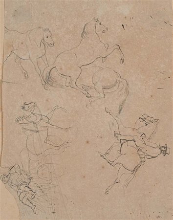 Giuseppe Sabatelli (Milano 1813 - Milano 1843) Studi di cavalli e figure...
