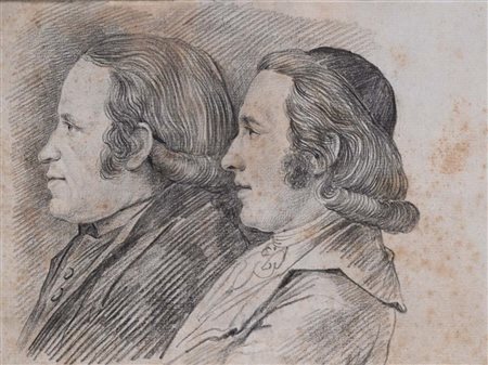 Scuola neoclassica italiana () Studio di due prelati di profilo Matita su...