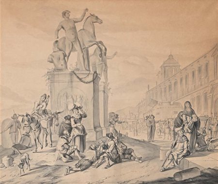 Scuola Romana del XVIII secolo () Veduta di Piazza del Quirinale da Johannes...