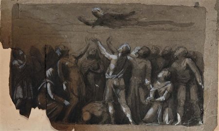 Scuola neoclassica italiana () Studio per miracolo pietra nera, inchiostri...