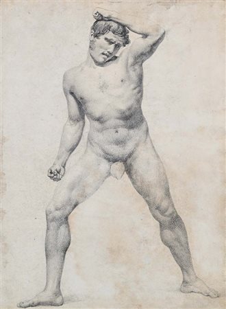 Scuola neoclassica italiana () Studio di Nudo Accademico Matita su carta mm...